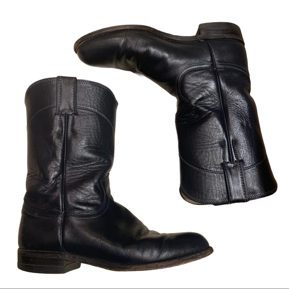 Justin Boots Western Ropers Navy Blue EUC